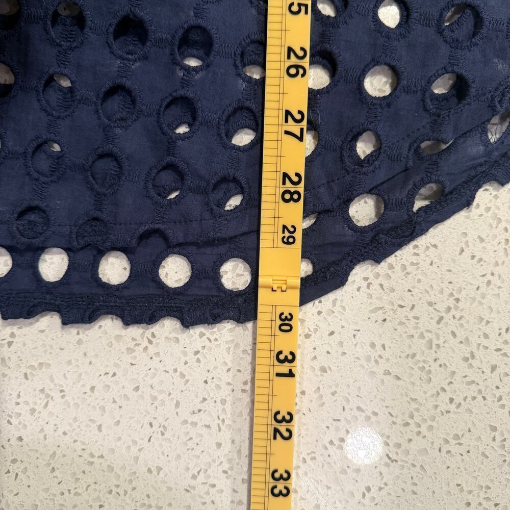 ADIVA Navy Blue Eyelet Holes Button Down Oversized Boho Beach Cover Up Top Large - Picture 7 of 7